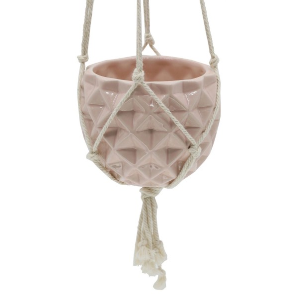 Ceramic Macrame Hanging Planter, 5