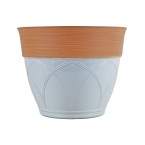 Colored Rim Large Plastic Planter Cream 15 Inches