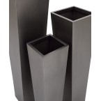 Metal Indoor Outdoor Light Weight Planter with Tapered Base and Polished Exterior Set of 3