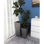 Metal Indoor Outdoor Light Weight Planter with Tapered Base and Polished Exterior Set of 3