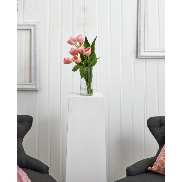 Tulip Artificial Arrangement in Cylinder Vase