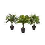 3-Pc. Fountain & Banana Palm Artificial Plant Set