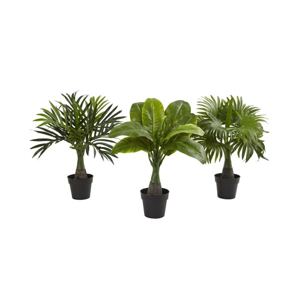 3-Pc. Fountain & Banana Palm Artificial Plant Set