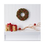 Holiday Artificial Wreath with Pine Cones and Ornaments