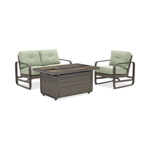 3-Pc. Chat Set (1 Fire Pit, 1 Loveseat & 1 Club Chair)