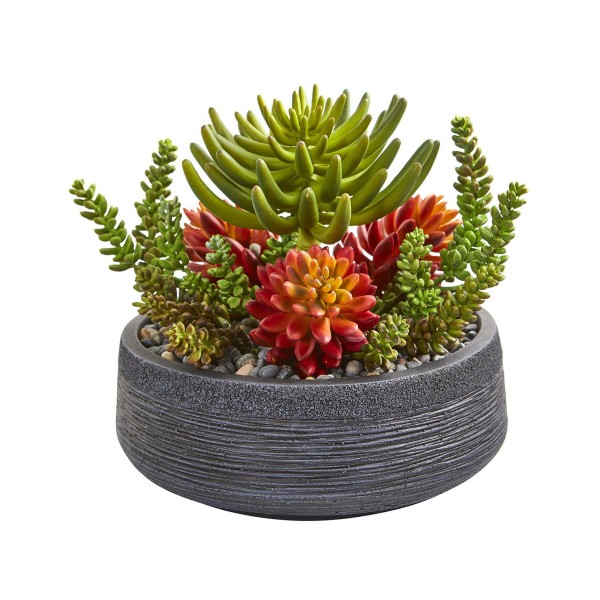 12” Succulent Garden Artificial Plant in Bowl