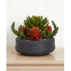 12” Succulent Garden Artificial Plant in Bowl