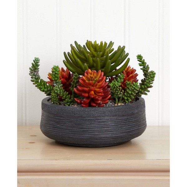 12” Succulent Garden Artificial Plant in Bowl