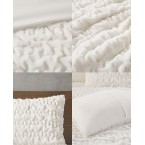 Ruched 3-Pc. Faux Fur Comforter Set, Full/Queen