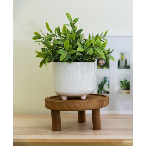 Footed Wood Plant Stand, Set of 2