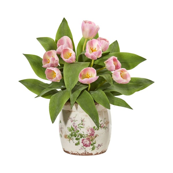 Tulip Artificial Arrangement in Floral Design Vase