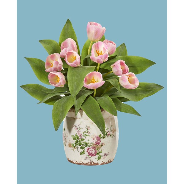 Tulip Artificial Arrangement in Floral Design Vase