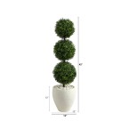 3.5' Boxwood Triple Ball Topiary Artificial Tree in Planter Indoor/Outdoor